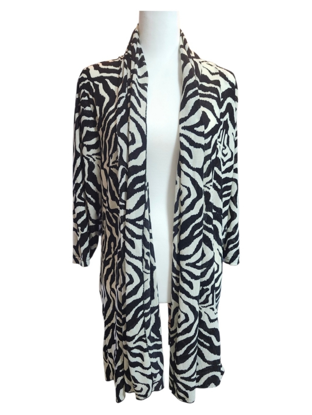 Papa Vancouver Open-Front Zebra Print Cardigan - Black & White